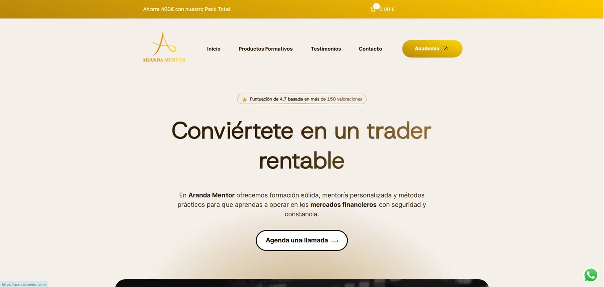 Diseño de la web de formación digital Aranda Mentor
