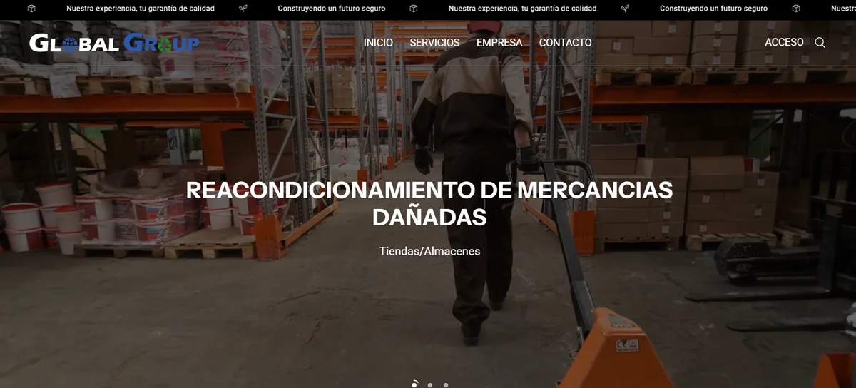 Vista del diseño web de Global Group RM, proyecto de BYJWORKS